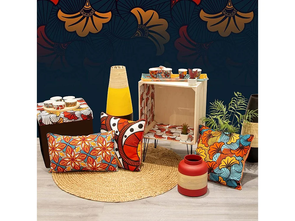 Coussin imprimé 30x50 cm Wax Wax rose