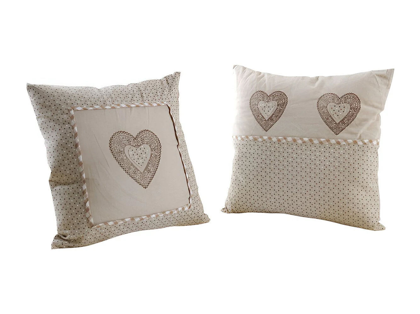 Cuscini a cuore quadrati in cotone e lino (set di 2)