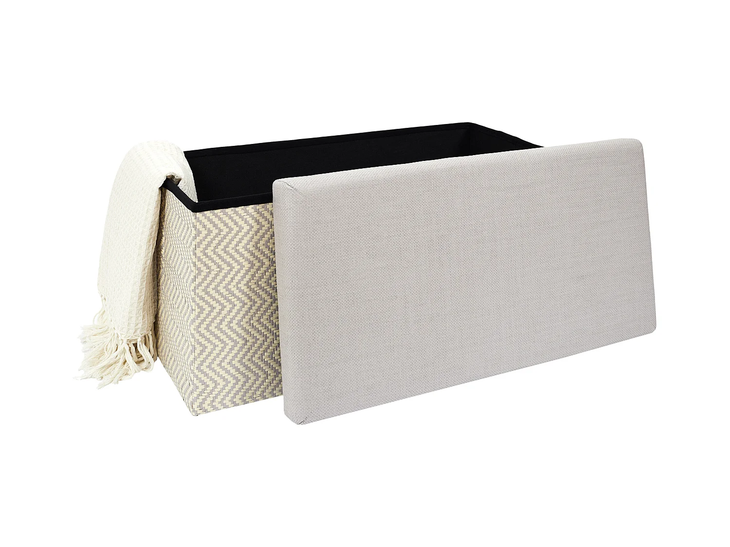 Coffre Banc Pliable Tresse Gris Gris