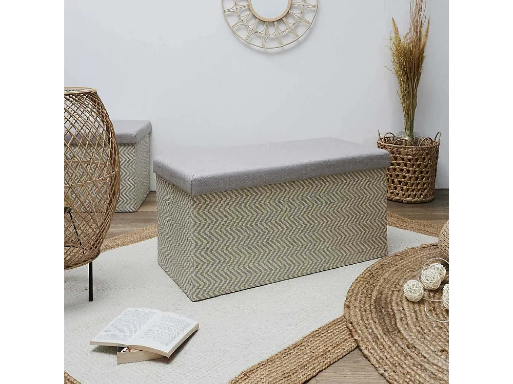 Coffre Banc Pliable Tresse Gris Gris