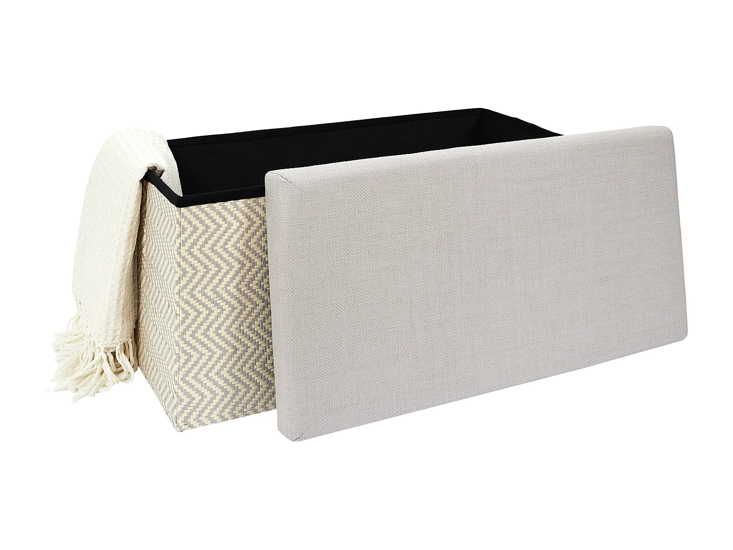 Coffre Banc Pliable Tresse Gris Gris