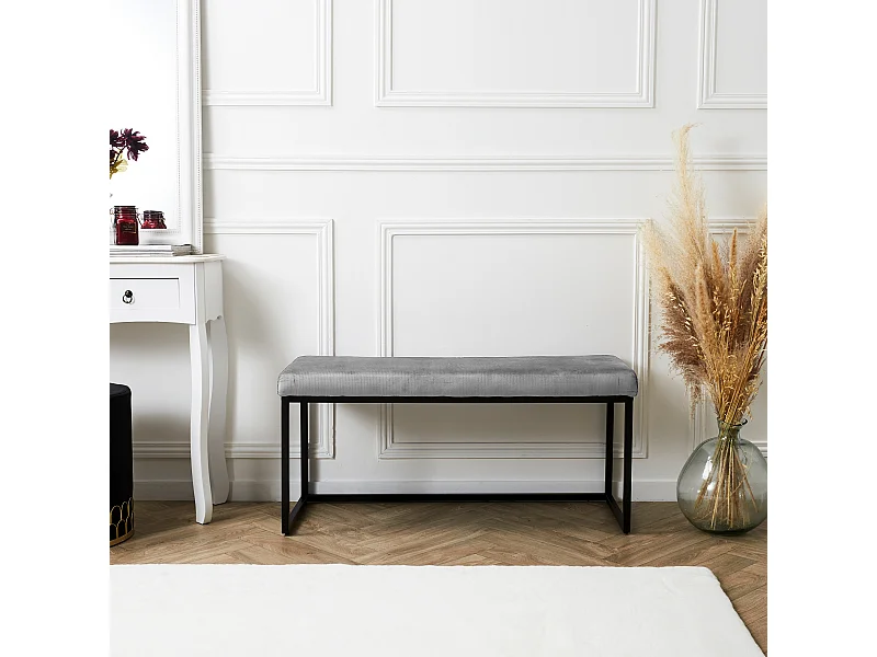 Banc Giulia Gris Velours Cotele Gris