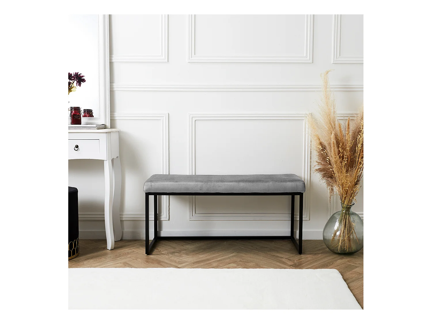 Banc Giulia Gris Velours Cotele Gris
