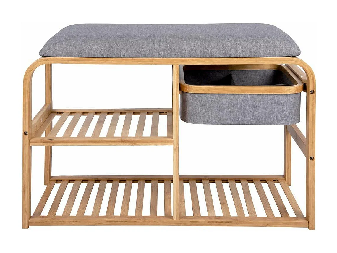 Bambusbank mit Regalen und Aufbewahrungskorb Dure