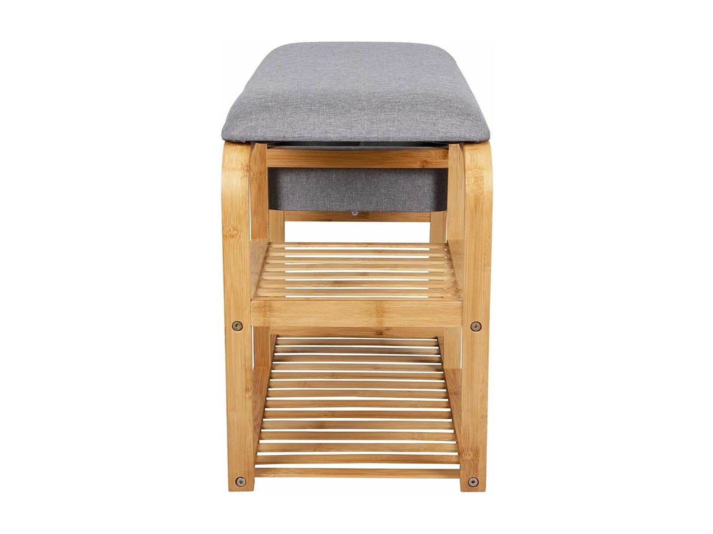 Bambusbank mit Regalen und Aufbewahrungskorb Dure