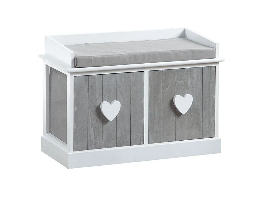 Banc avec rangements avec coeurs