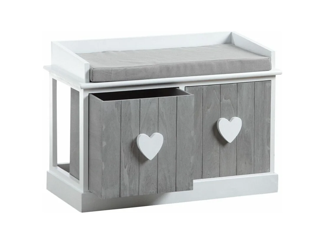 Banc avec rangements avec coeurs