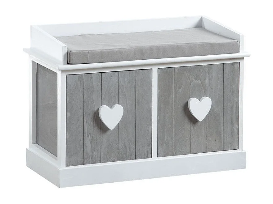 Banc avec rangements avec coeurs