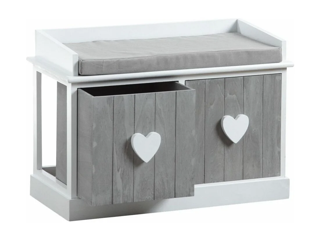 Banc avec rangements avec coeurs