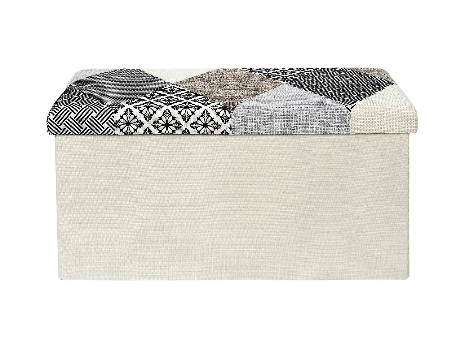 Coffre Banc Pliable Patchwork Gris Multicolore