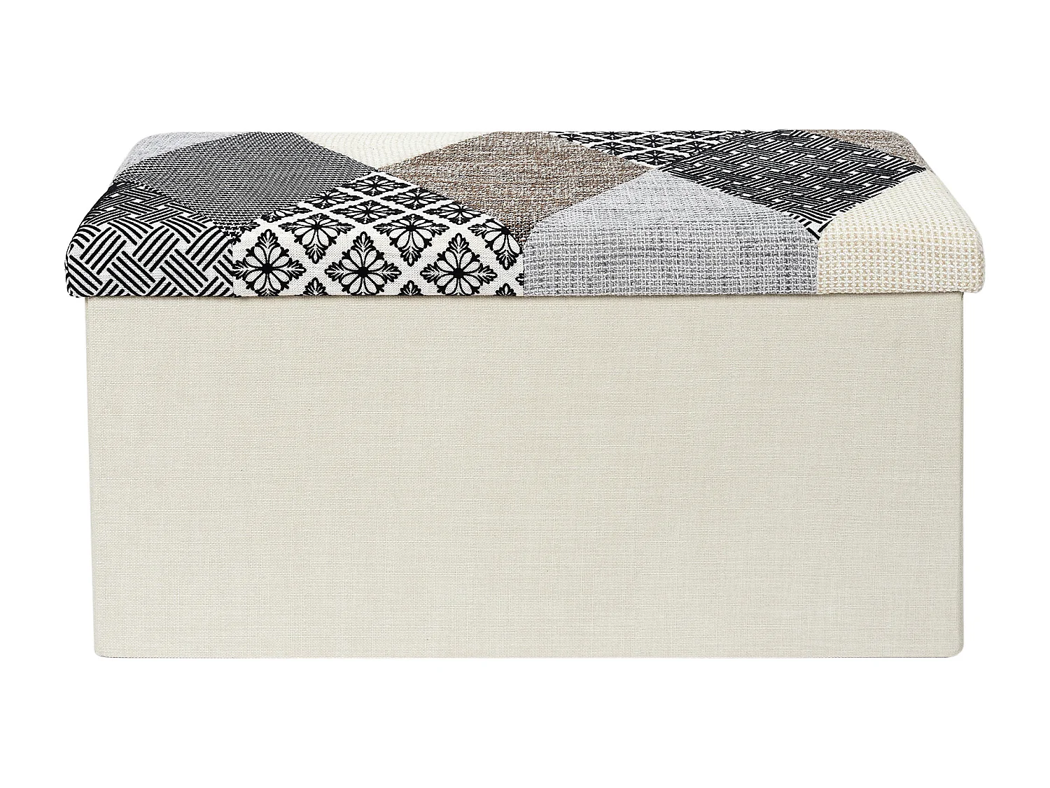 Coffre Banc Pliable Patchwork Gris Multicolore