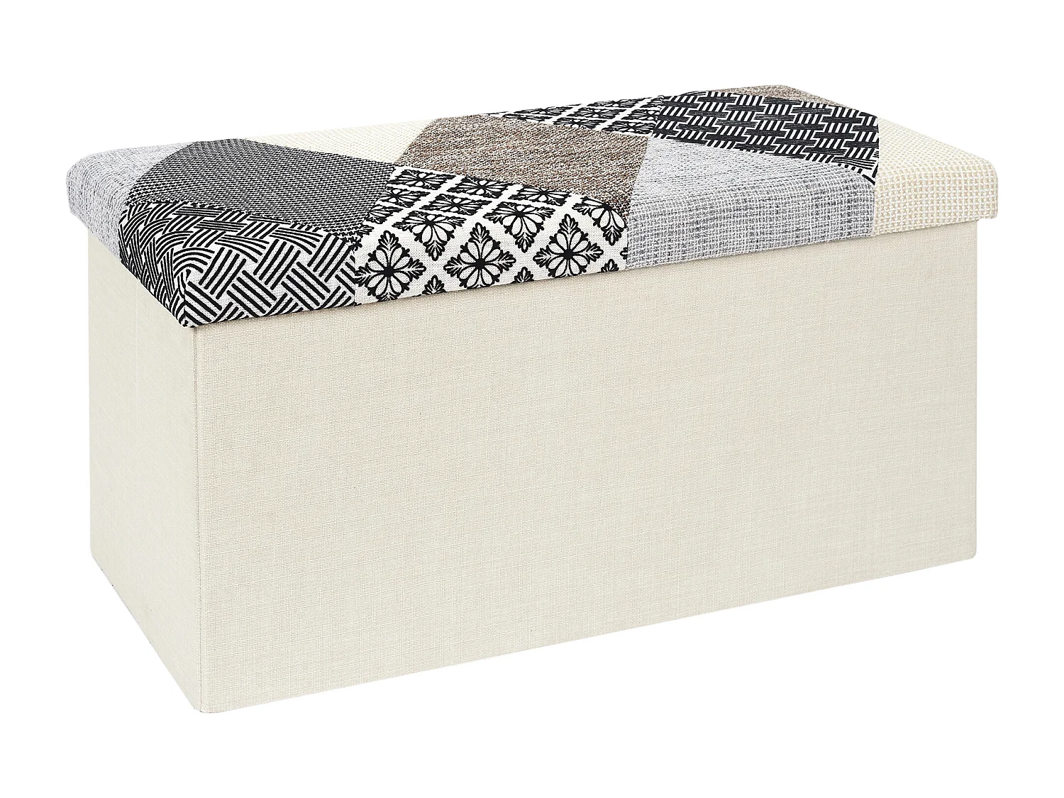 Coffre Banc Pliable Patchwork Gris Multicolore