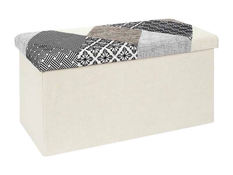 Coffre Banc Pliable Patchwork Gris Multicolore