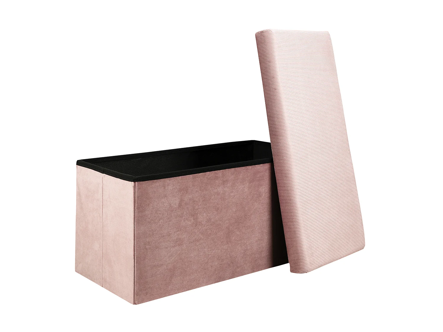 Coffre Banc Pliable Velours Cotele Giulia Rose Rose