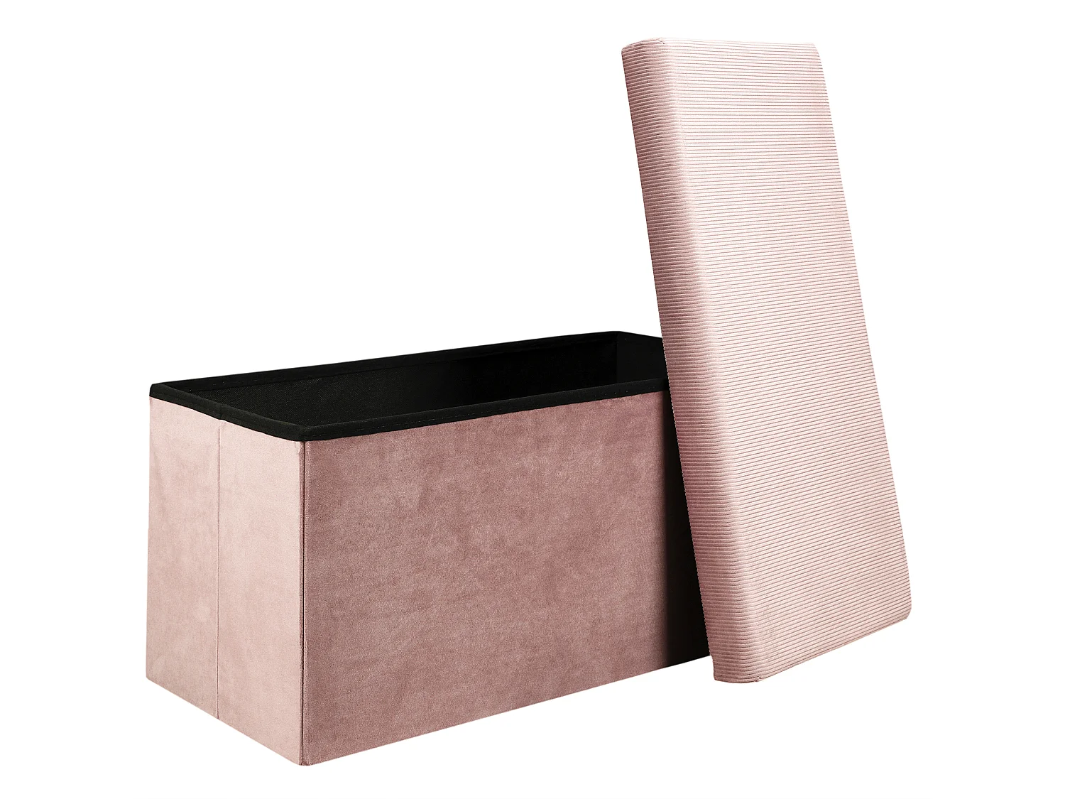 Coffre Banc Pliable Velours Cotele Giulia Rose Rose