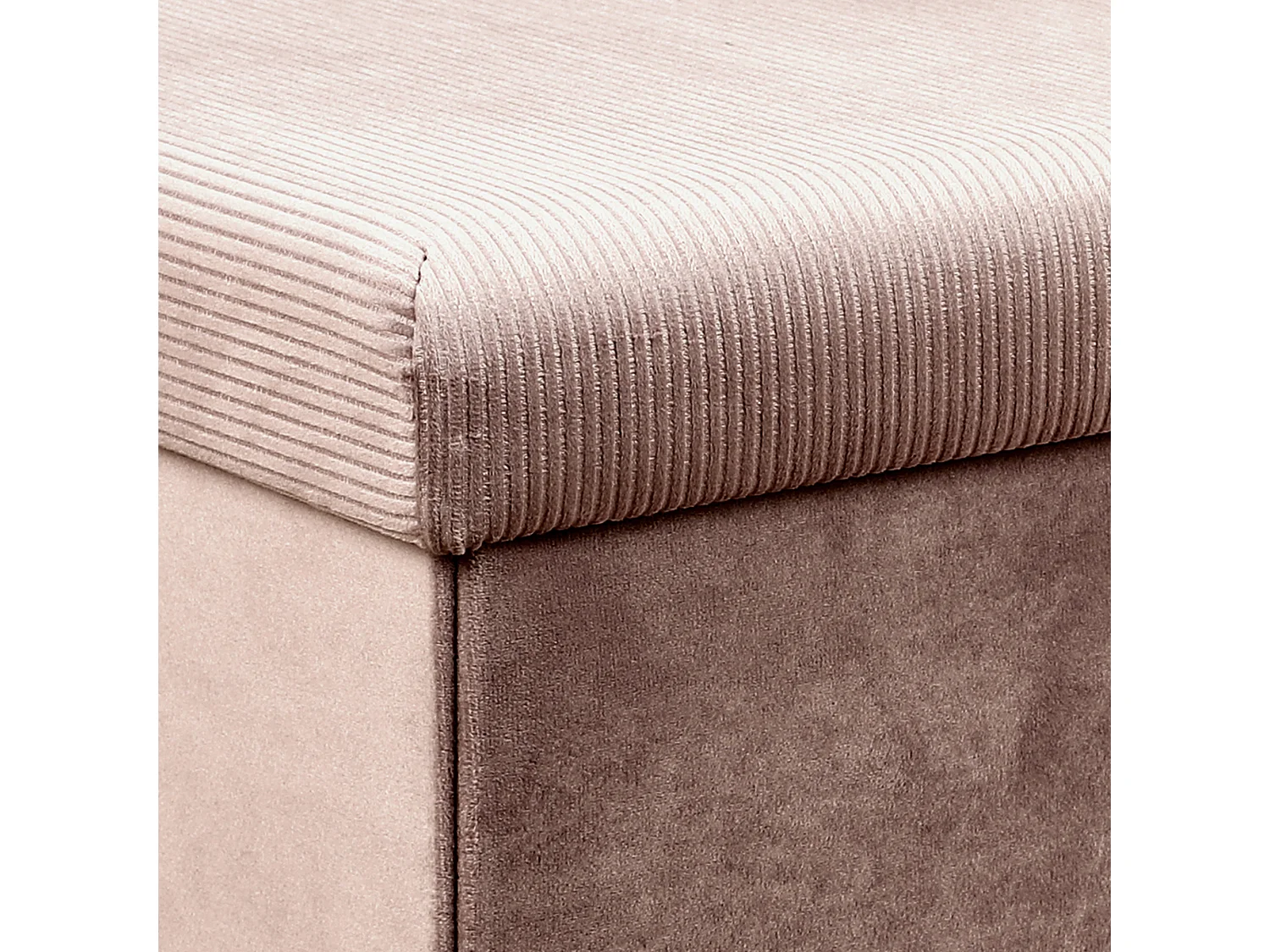 Coffre Banc Pliable Velours Cotele Giulia Rose Rose