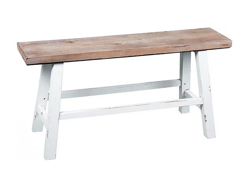 Banc blanc et bois naturel Baki