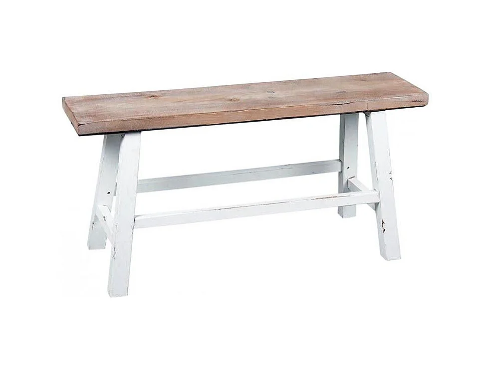 Banc blanc et bois naturel Baki