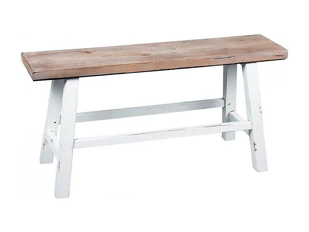 Banc blanc et bois naturel Baki