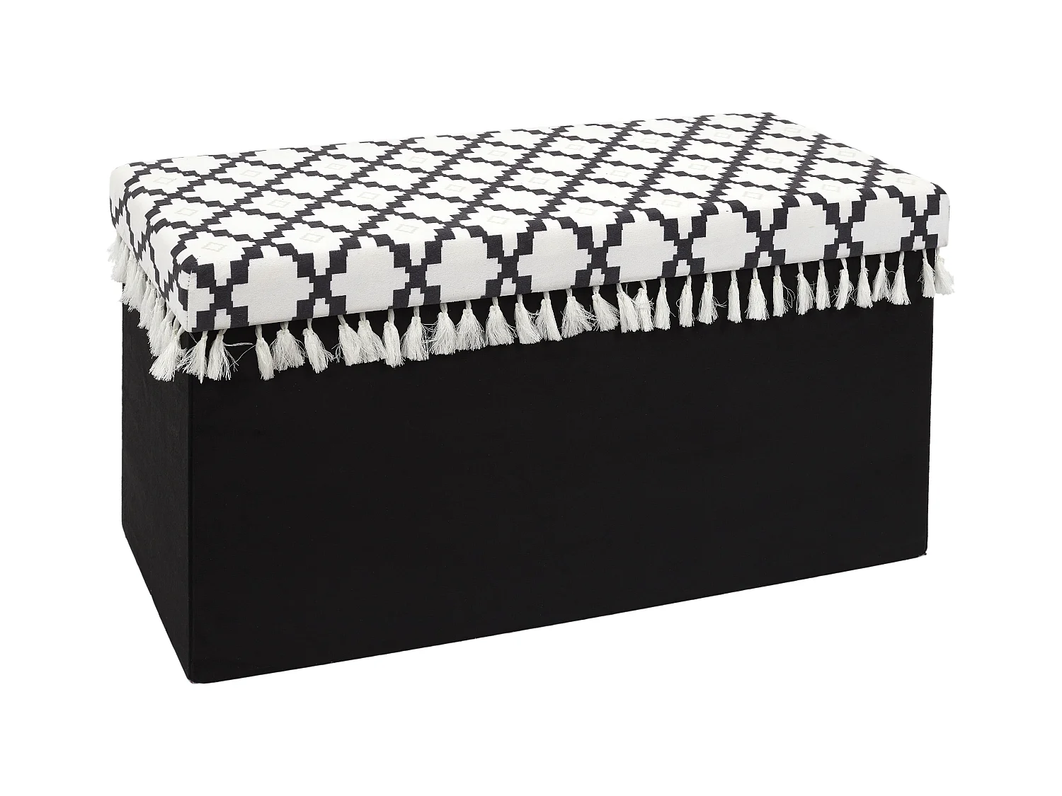 Coffre Banc Pliable Avec Pampille Mirage Noir, Blanc