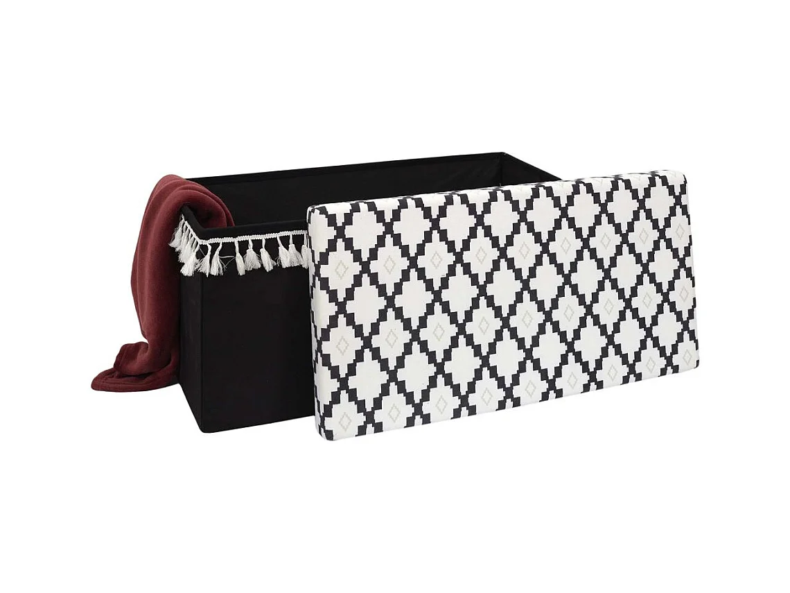 Coffre Banc Pliable Avec Pampille Mirage Noir, Blanc