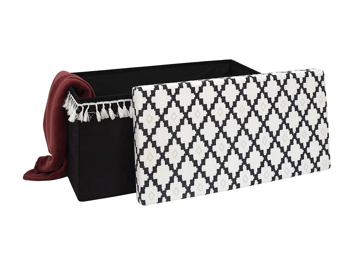 Coffre Banc Pliable Avec Pampille Mirage Noir, Blanc