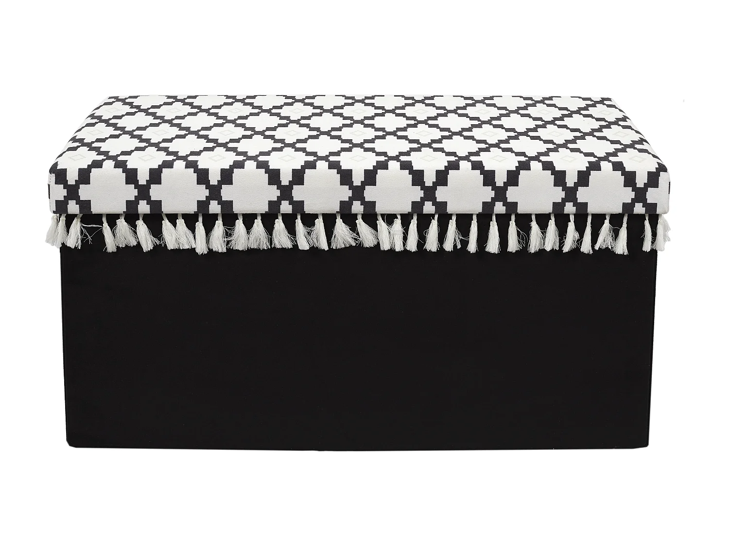 Coffre Banc Pliable Avec Pampille Mirage Noir, Blanc