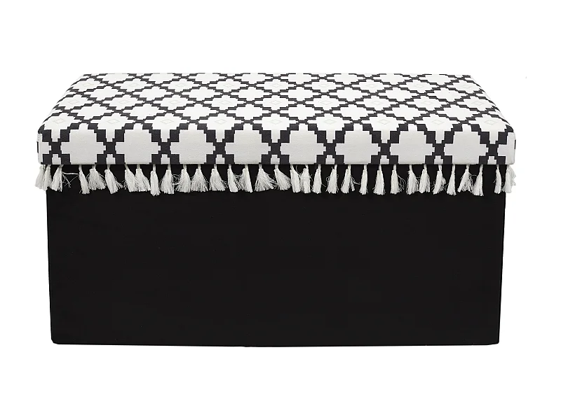 Coffre Banc Pliable Avec Pampille Mirage Noir, Blanc