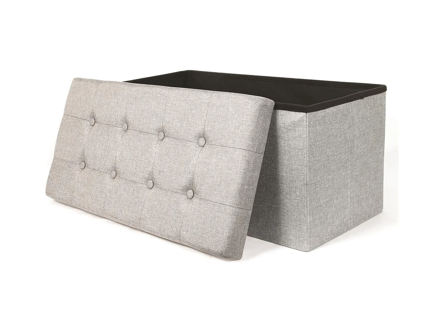 Coffre Banc Pliable Tissu Gris Clair Gris