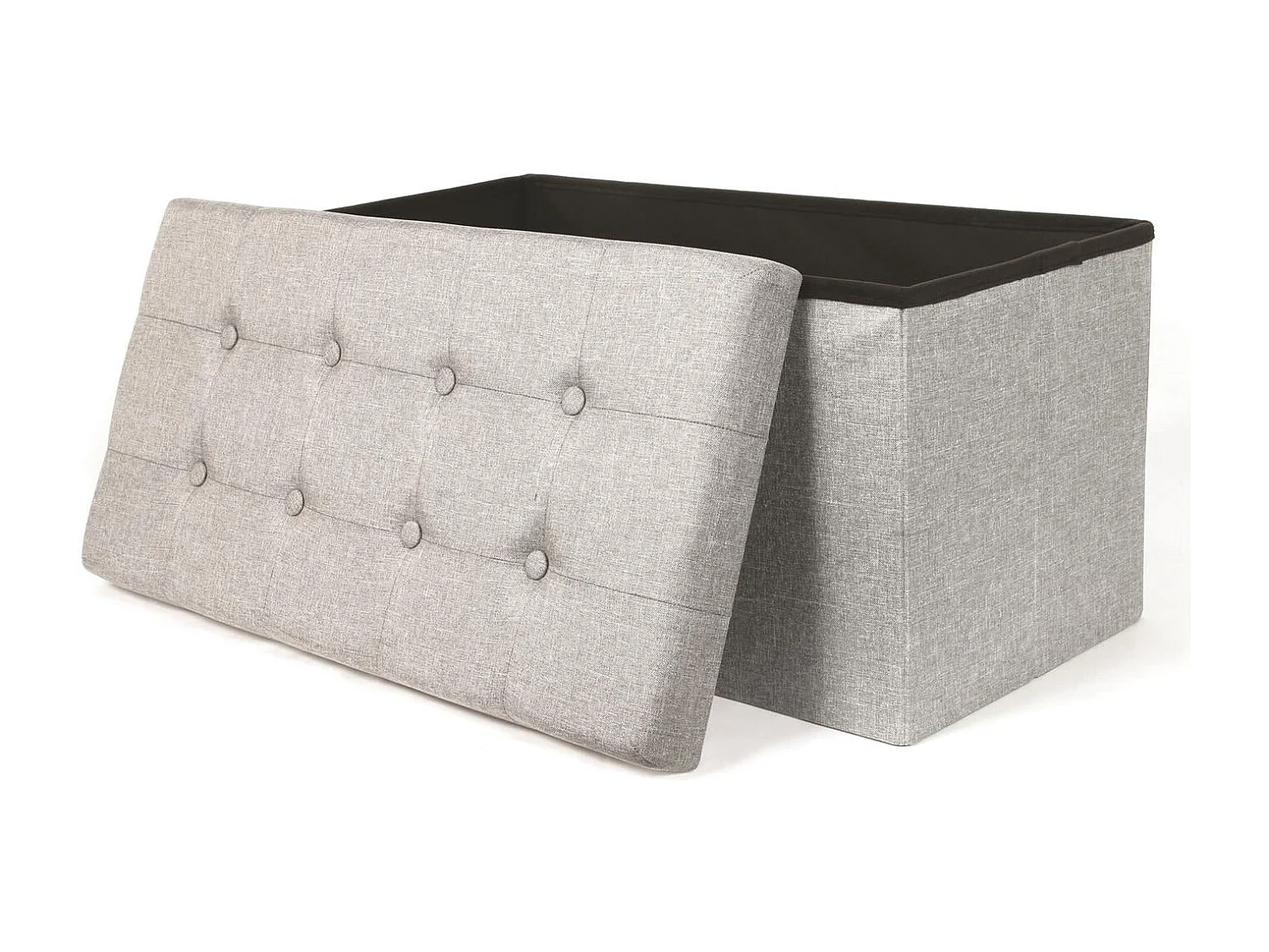 Coffre Banc Pliable Tissu Gris Clair Gris
