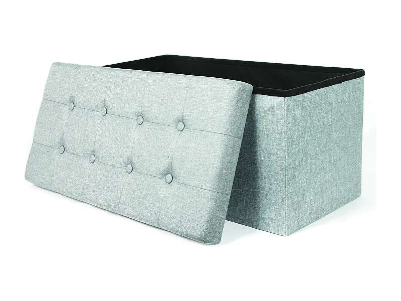 Coffre Banc Pliable Tissu Gris Clair Gris