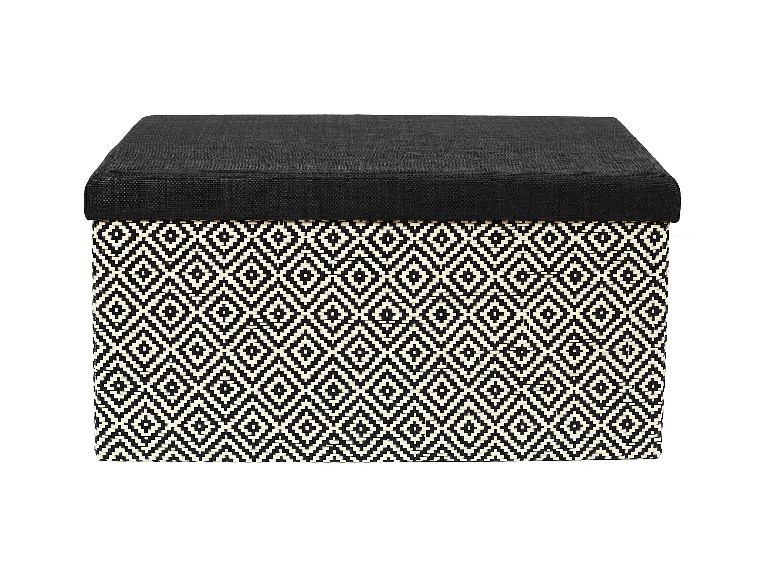 Coffre Banc Pliable Tresse Noir Noir