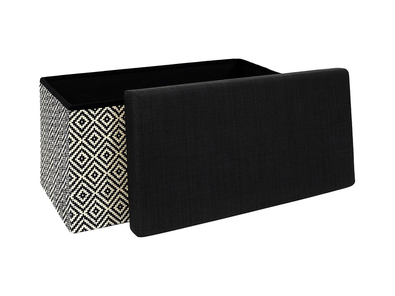 Coffre Banc Pliable Tresse Noir Noir