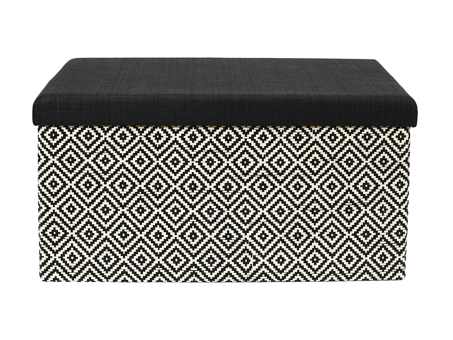 Coffre Banc Pliable Tresse Noir Noir