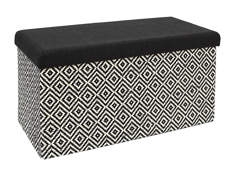 Coffre Banc Pliable Tresse Noir Noir