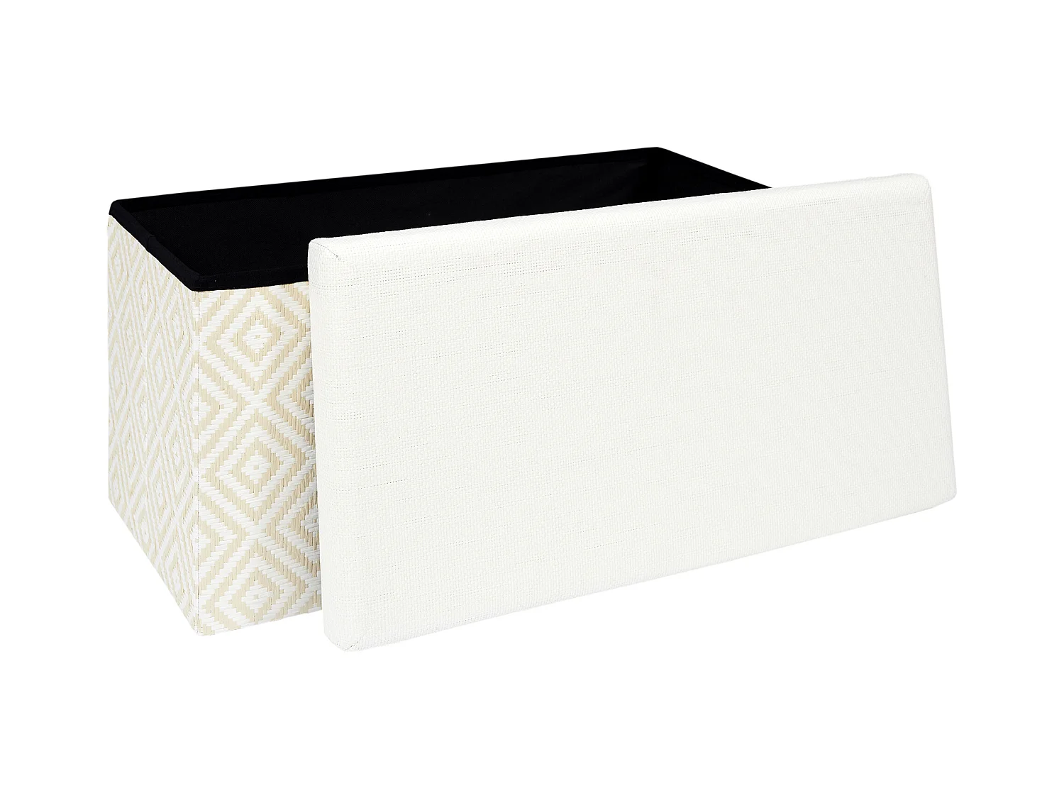 Coffre Banc Pliable Tresse Blanc Blanc, Marron