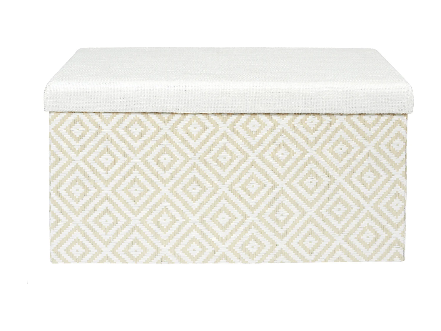 Coffre Banc Pliable Tresse Blanc Blanc, Marron