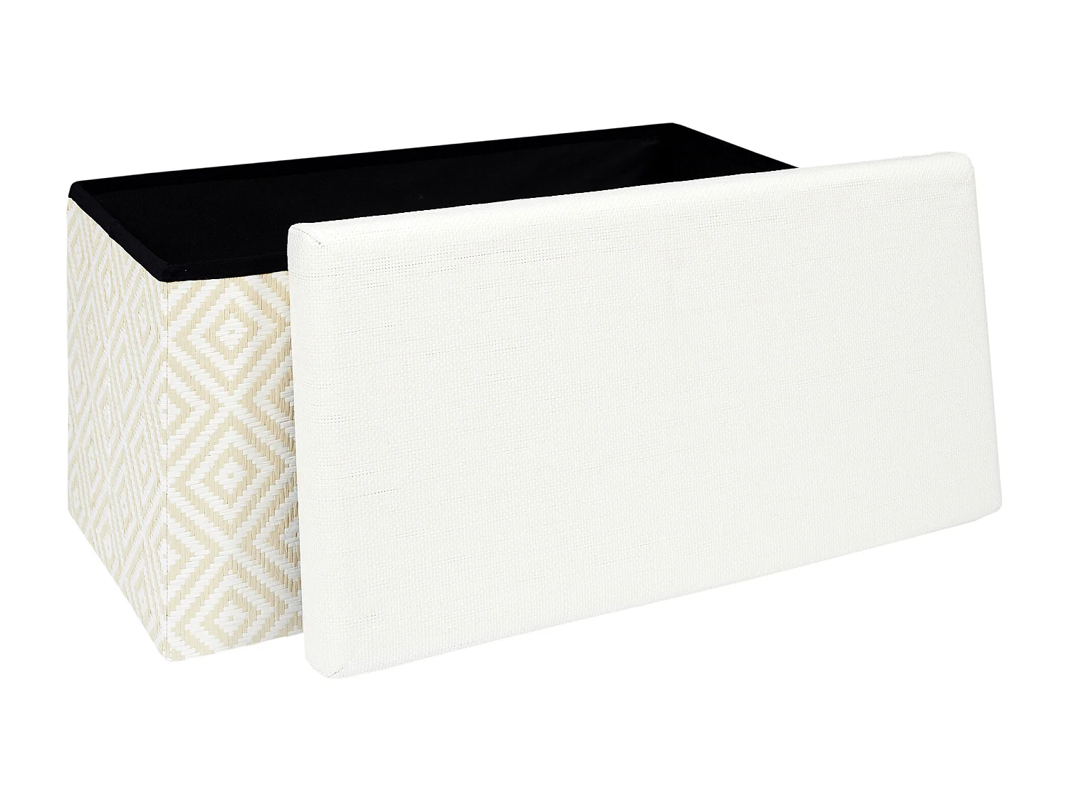 Coffre Banc Pliable Tresse Blanc Blanc, Marron