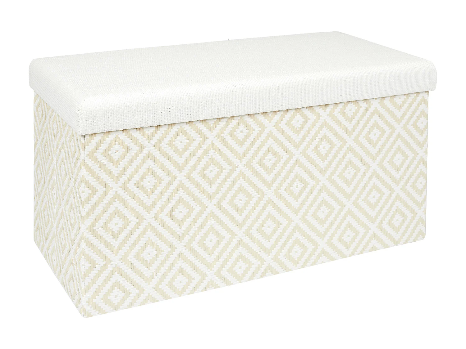 Coffre Banc Pliable Tresse Blanc Blanc, Marron