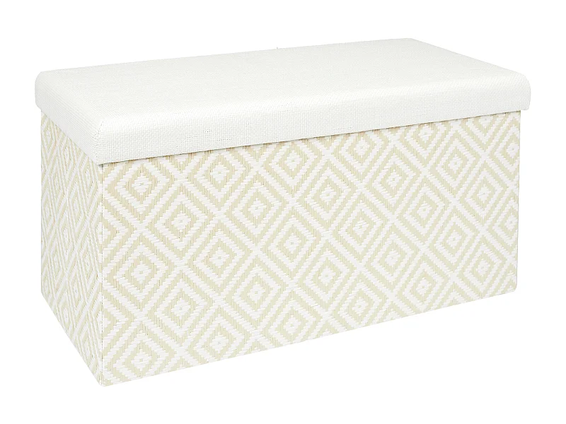 Coffre Banc Pliable Tresse Blanc Blanc, Marron