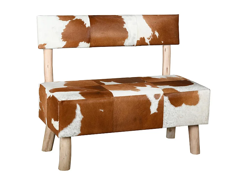 Banc en peau de vache et eucalyptus