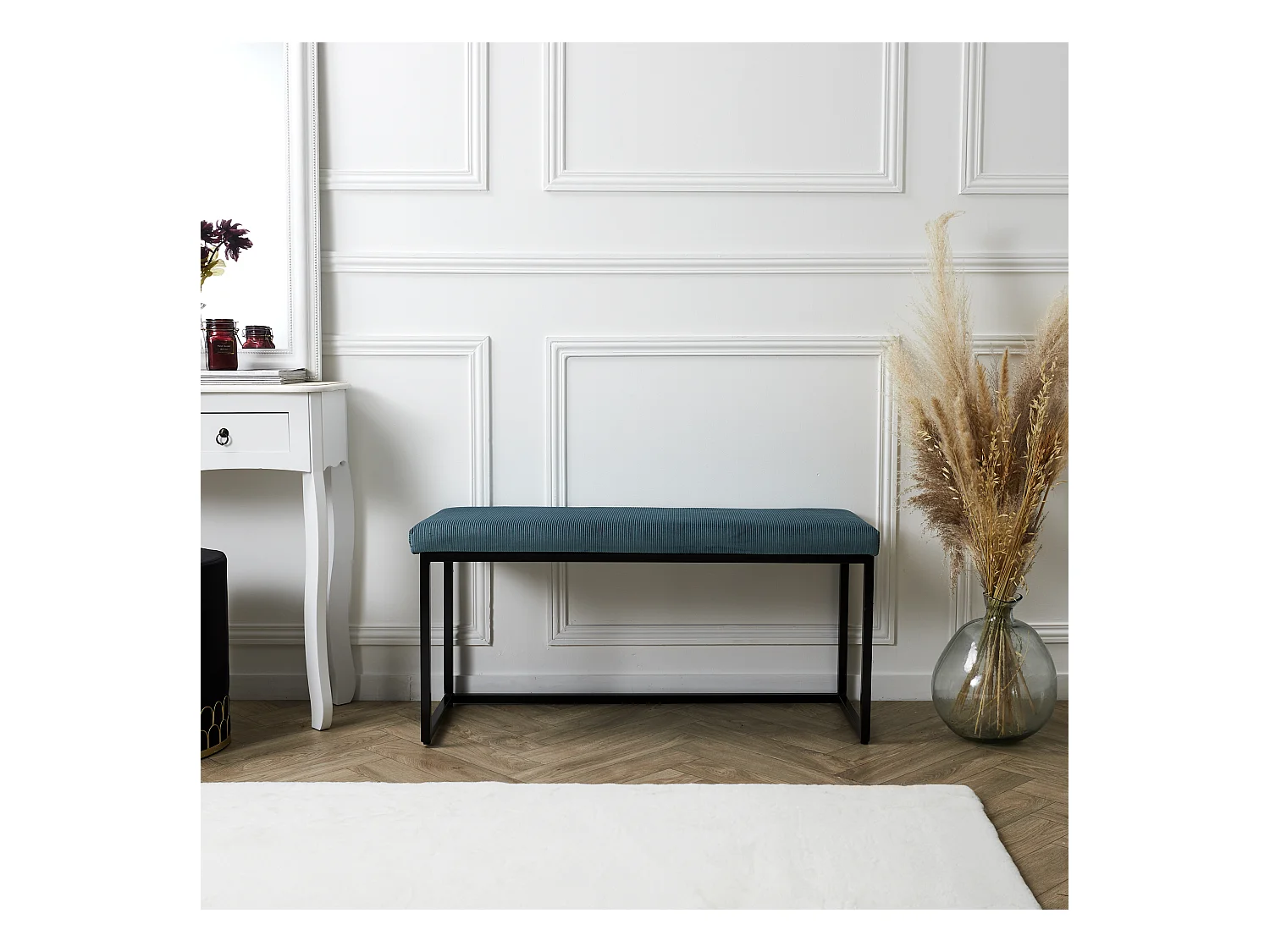 Banc Giulia Bleu Velours Cotele Bleu