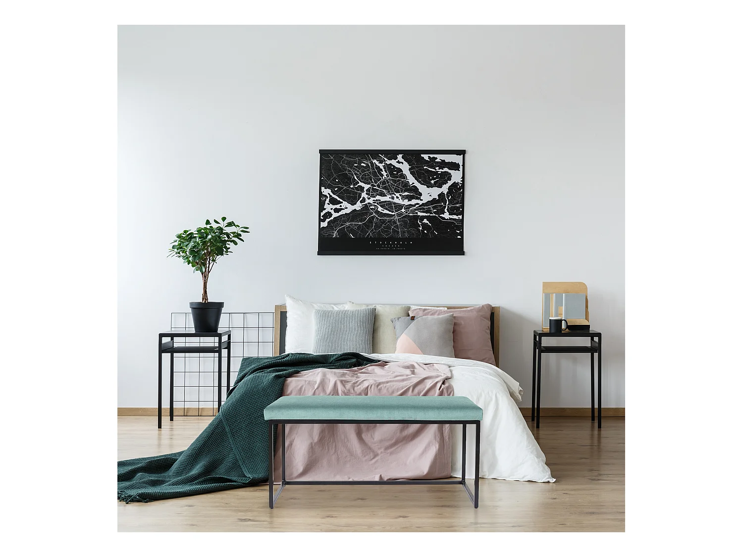 Banc Giulia Bleu Velours Cotele Bleu