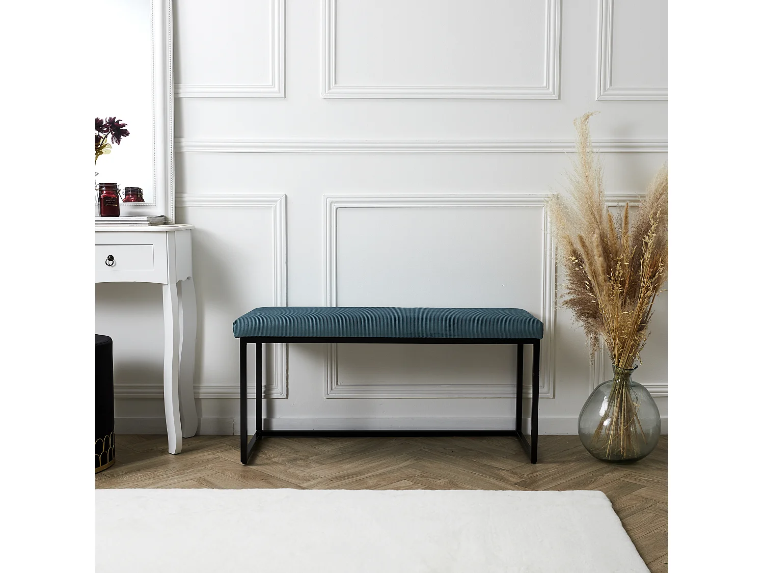 Banc Giulia Bleu Velours Cotele Bleu