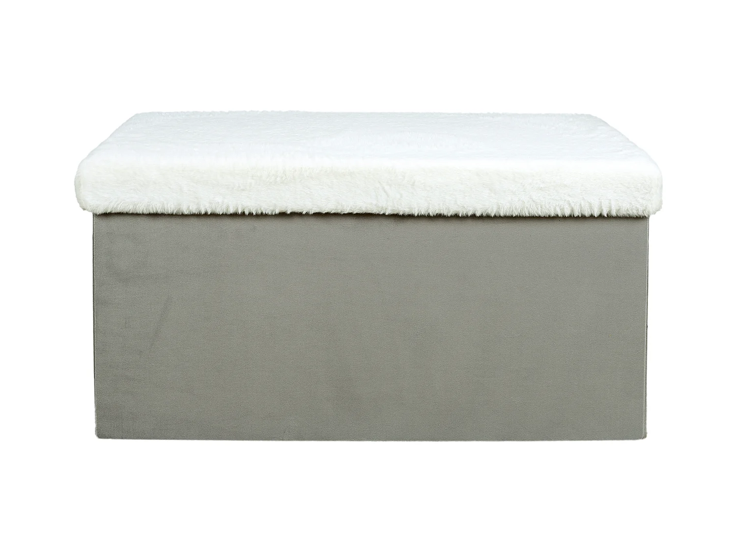 Coffre Banc Pliable Gris Imitation Fourrure Leo Gris, Blanc