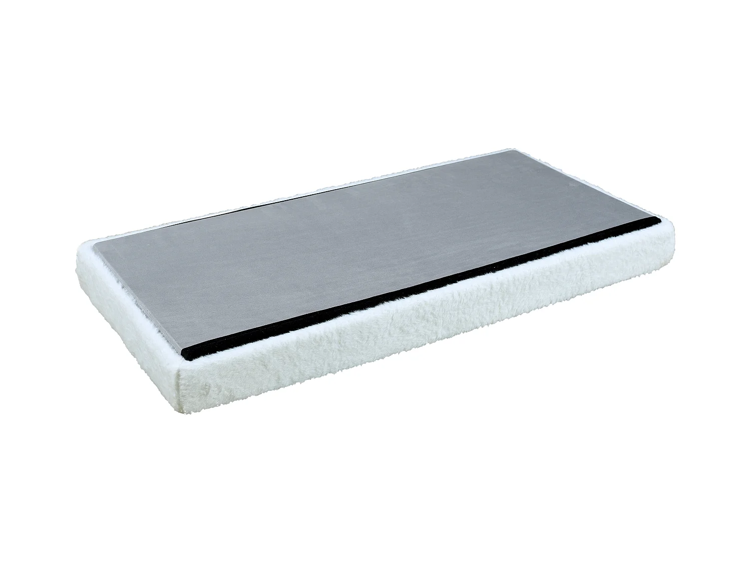 Coffre Banc Pliable Gris Imitation Fourrure Leo Gris, Blanc