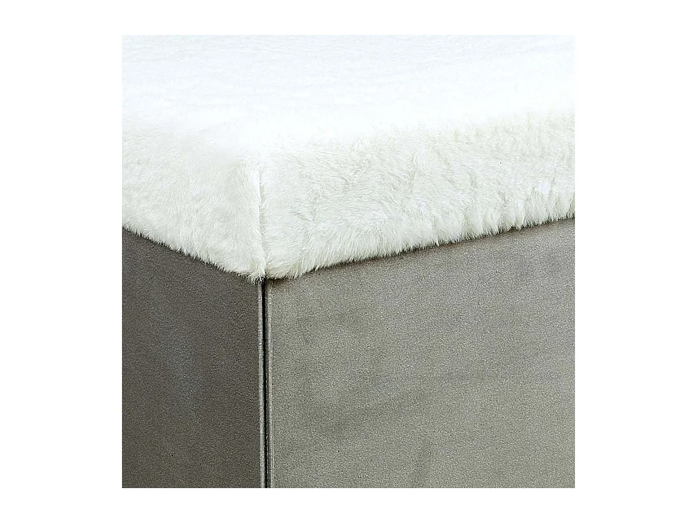 Coffre Banc Pliable Gris Imitation Fourrure Leo Gris, Blanc