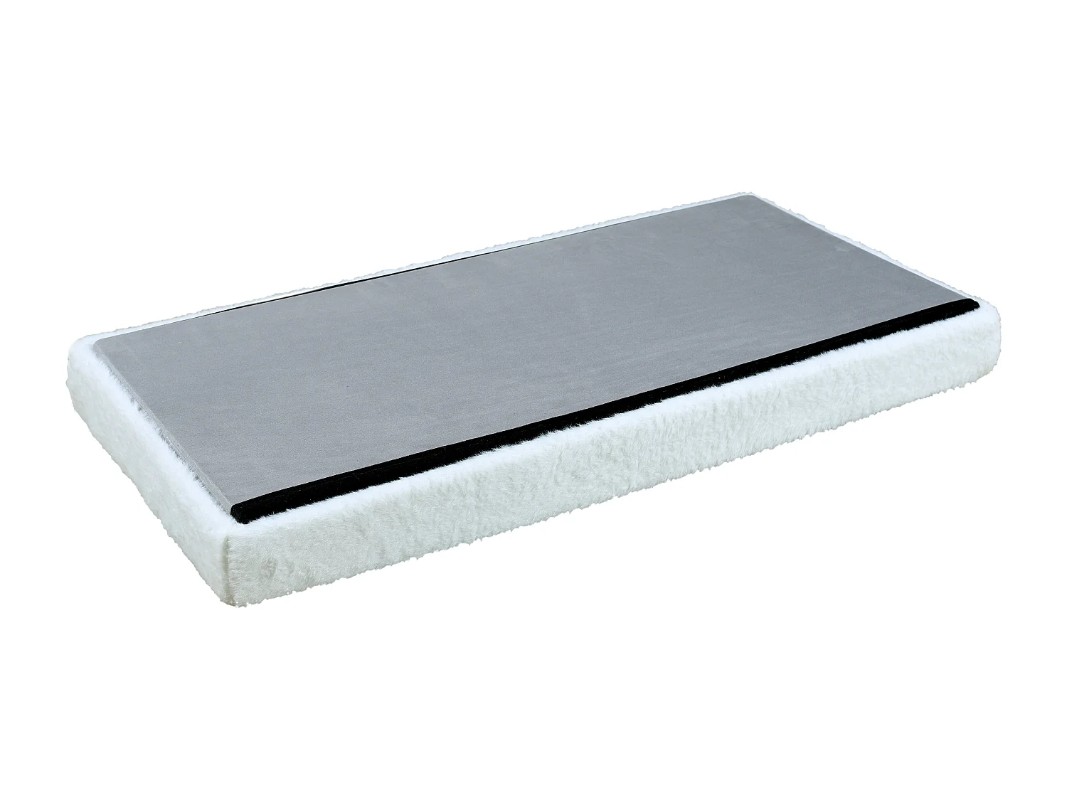 Coffre Banc Pliable Gris Imitation Fourrure Leo Gris, Blanc