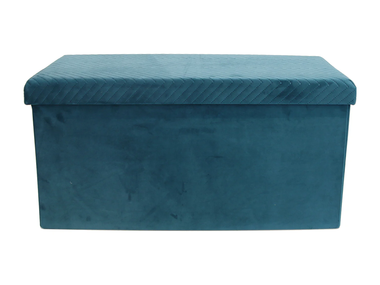 Coffre Banc Pliable Velours A Motif Bleu Bleu