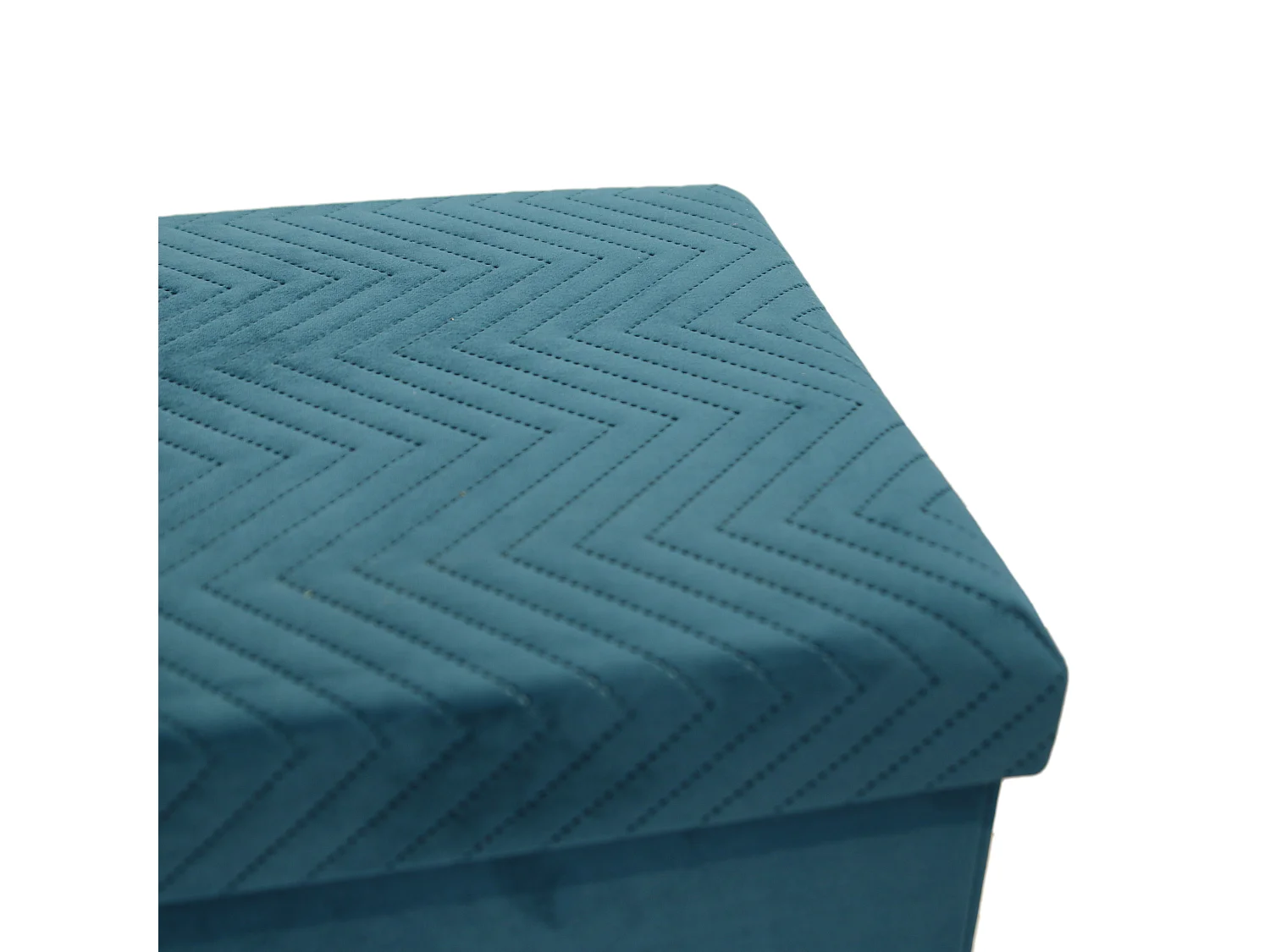 Coffre Banc Pliable Velours A Motif Bleu Bleu